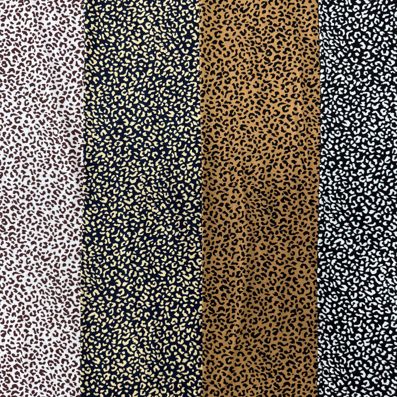 45S Baskılı Rayon Kumaş – Küçük Leopar Desenli